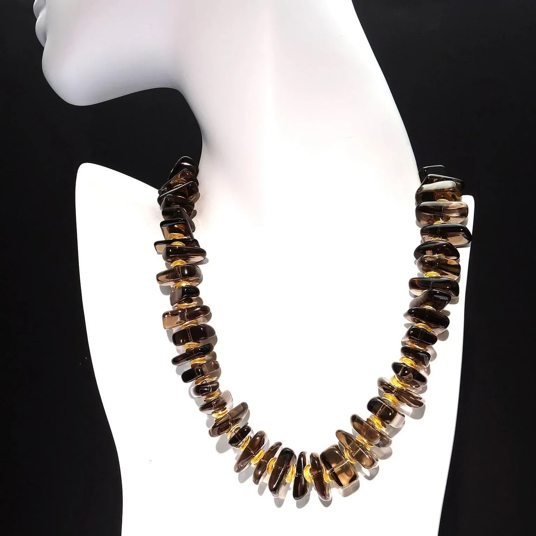 Highly Polished Smoky Quartz and Gold Choker Necklace - 2