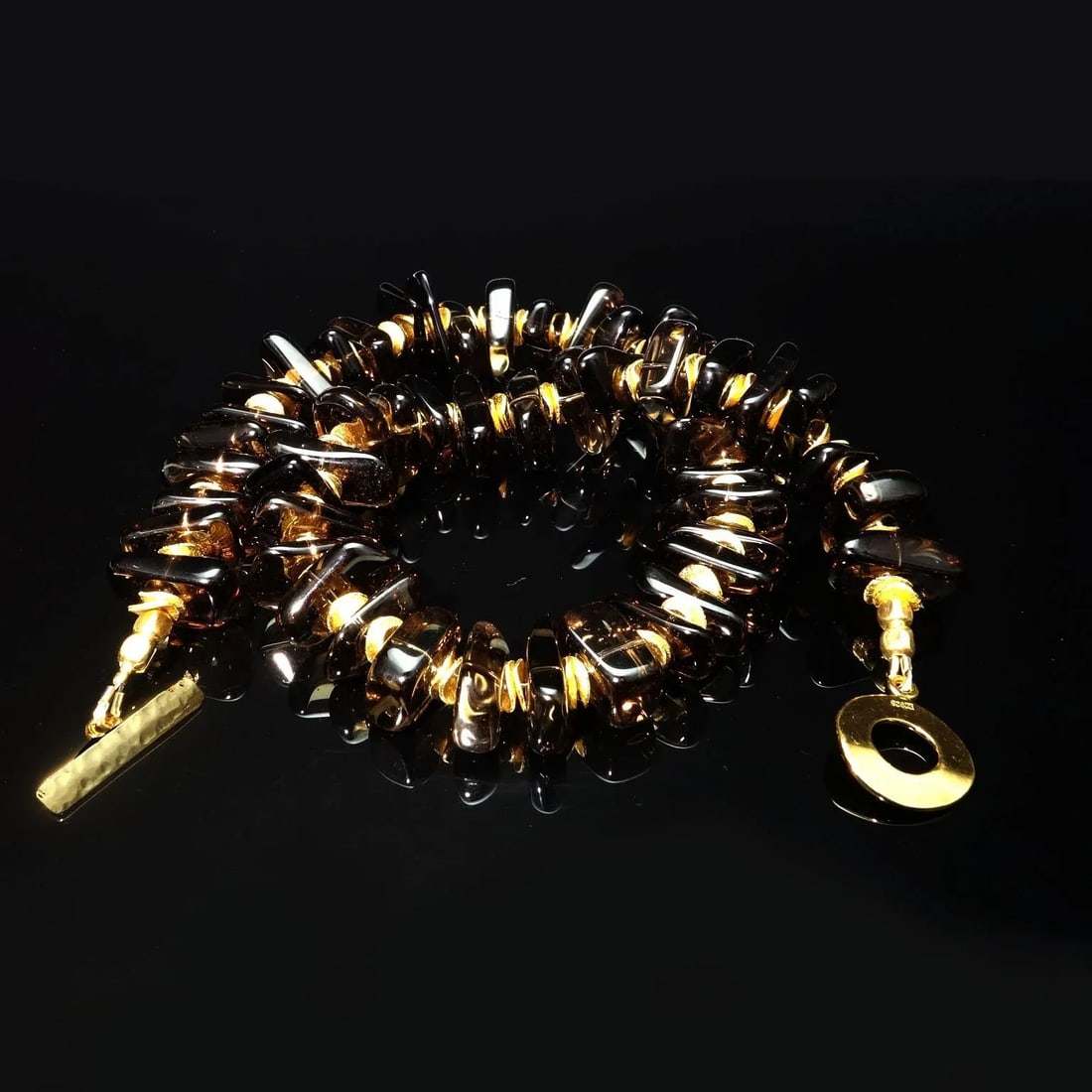 Highly Polished Smoky Quartz and Gold Choker Necklace - 3