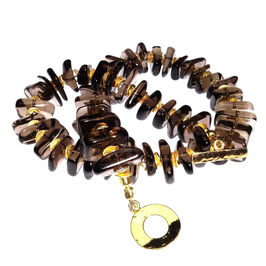 Highly Polished Smoky Quartz and Gold Choker Necklace - 4