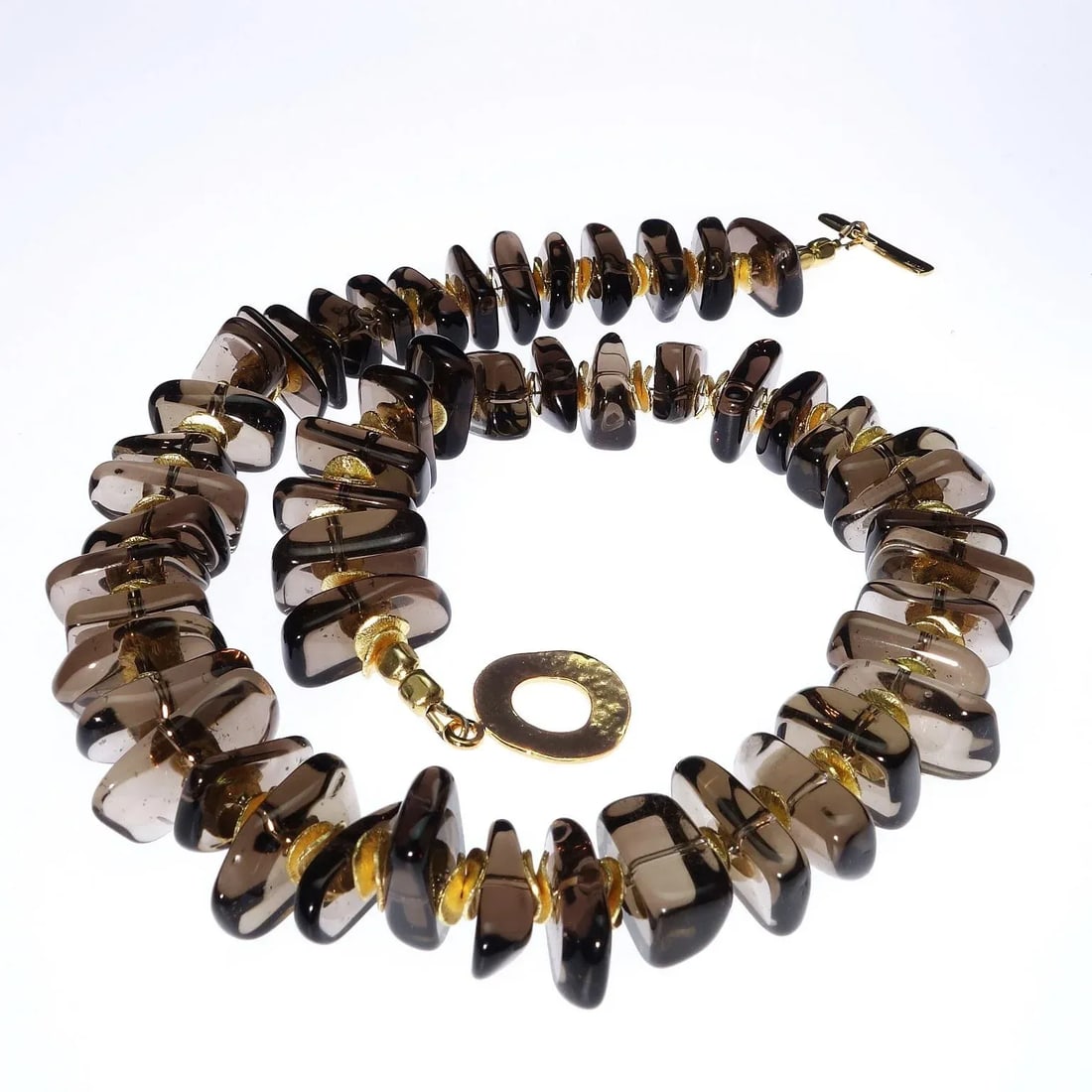 Highly Polished Smoky Quartz and Gold Choker Necklace - 5