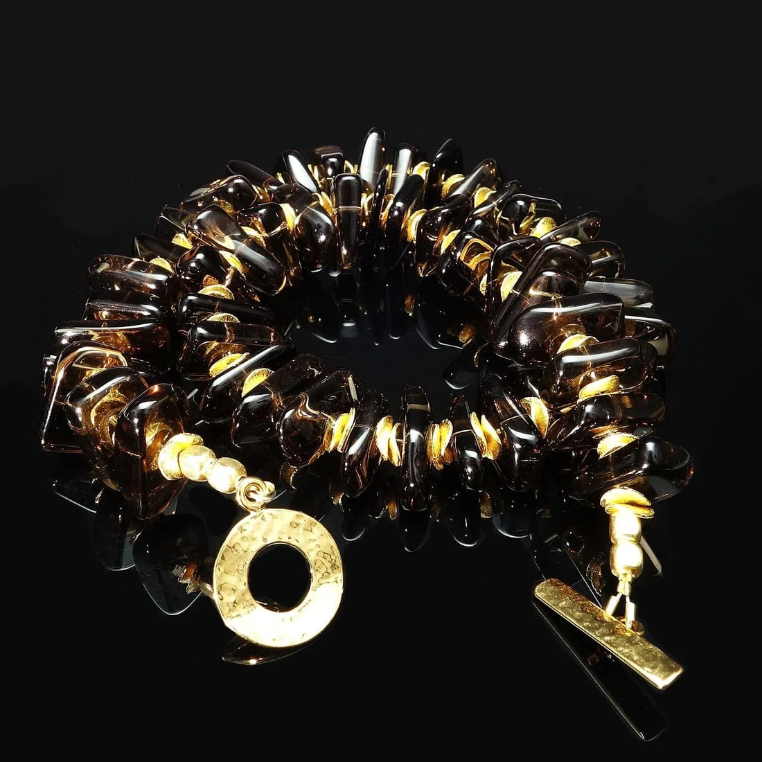 Highly Polished Smoky Quartz and Gold Choker Necklace - 6