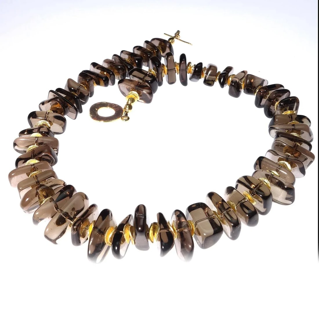 Highly Polished Smoky Quartz and Gold Choker Necklace - 7