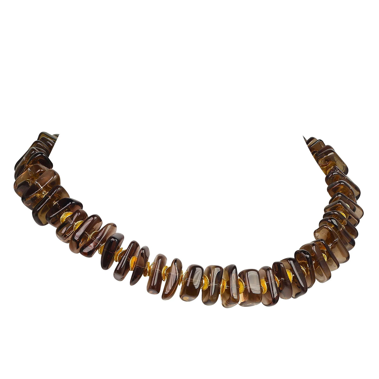 Highly Polished Smoky Quartz and Gold Choker Necklace - 8