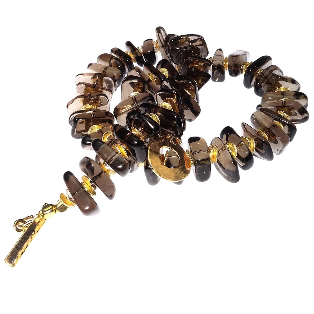 Highly Polished Smoky Quartz and Gold Choker Necklace - 9
