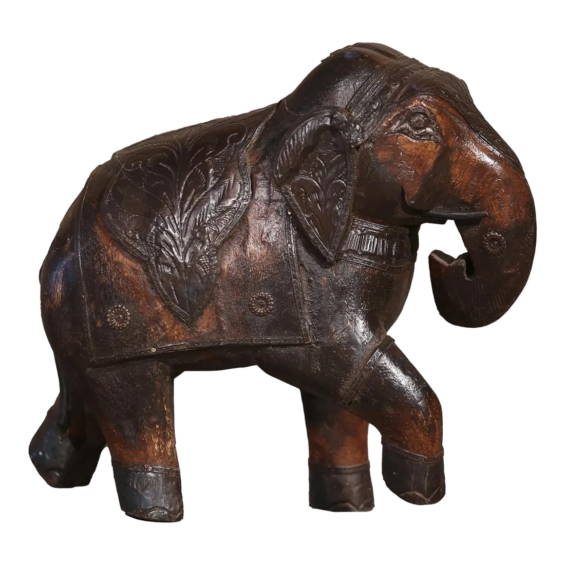 Vintage Solid Wood Handmade Elephant Statue (1 of 4)