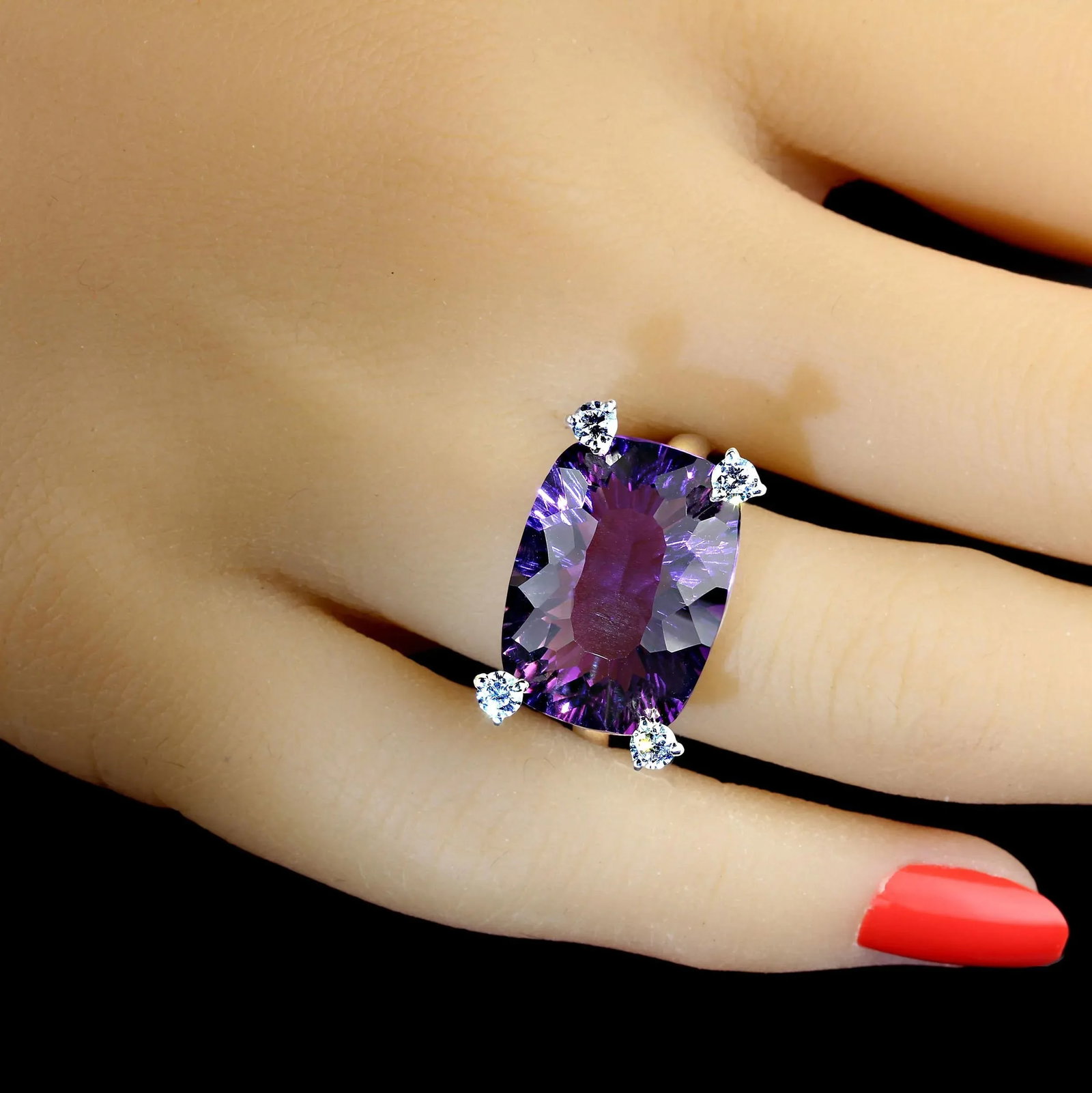 AJD Contemporary Scintillating Amethyst and White Zircon Ring Size 8 - 2