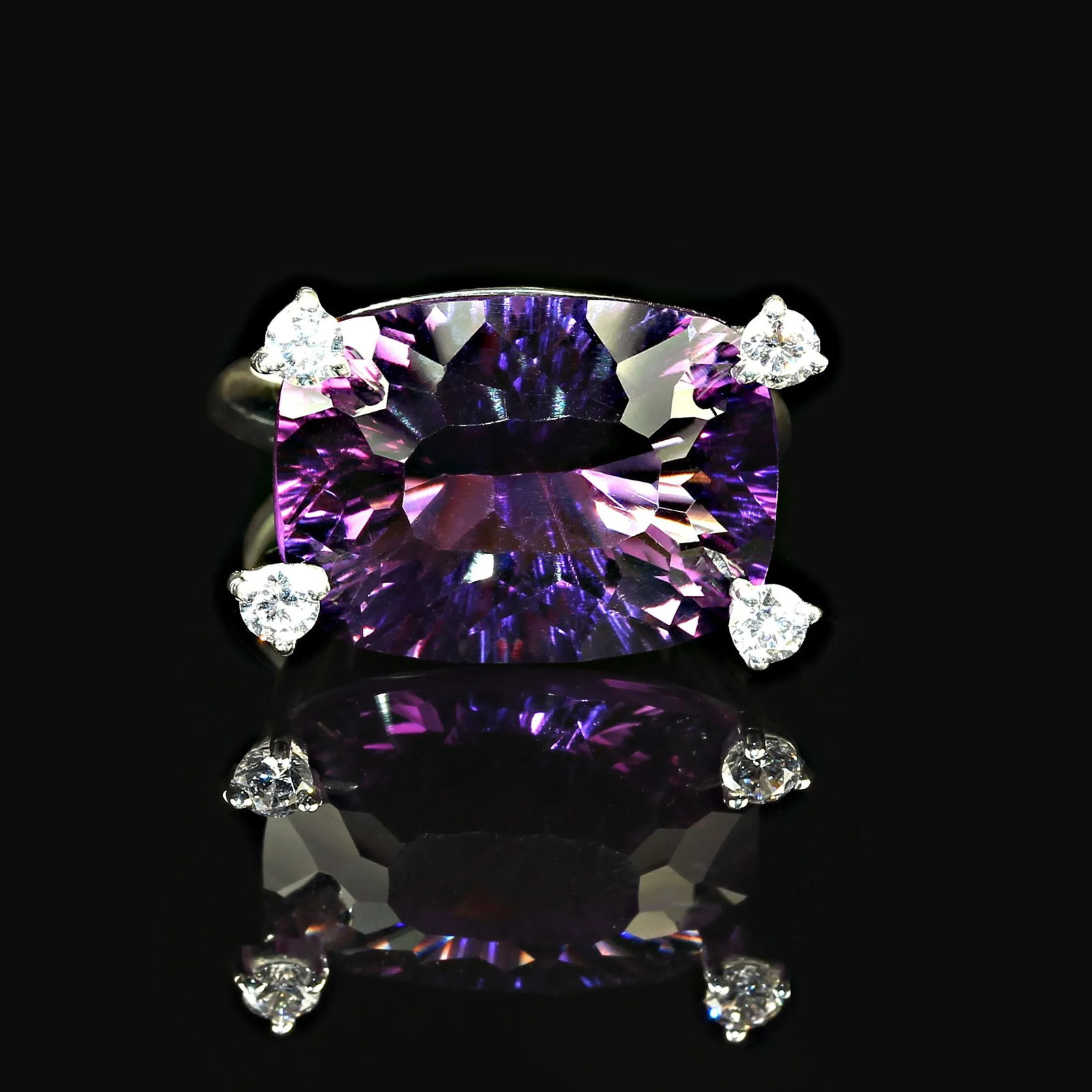 AJD Contemporary Scintillating Amethyst and White Zircon Ring Size 8 - 5
