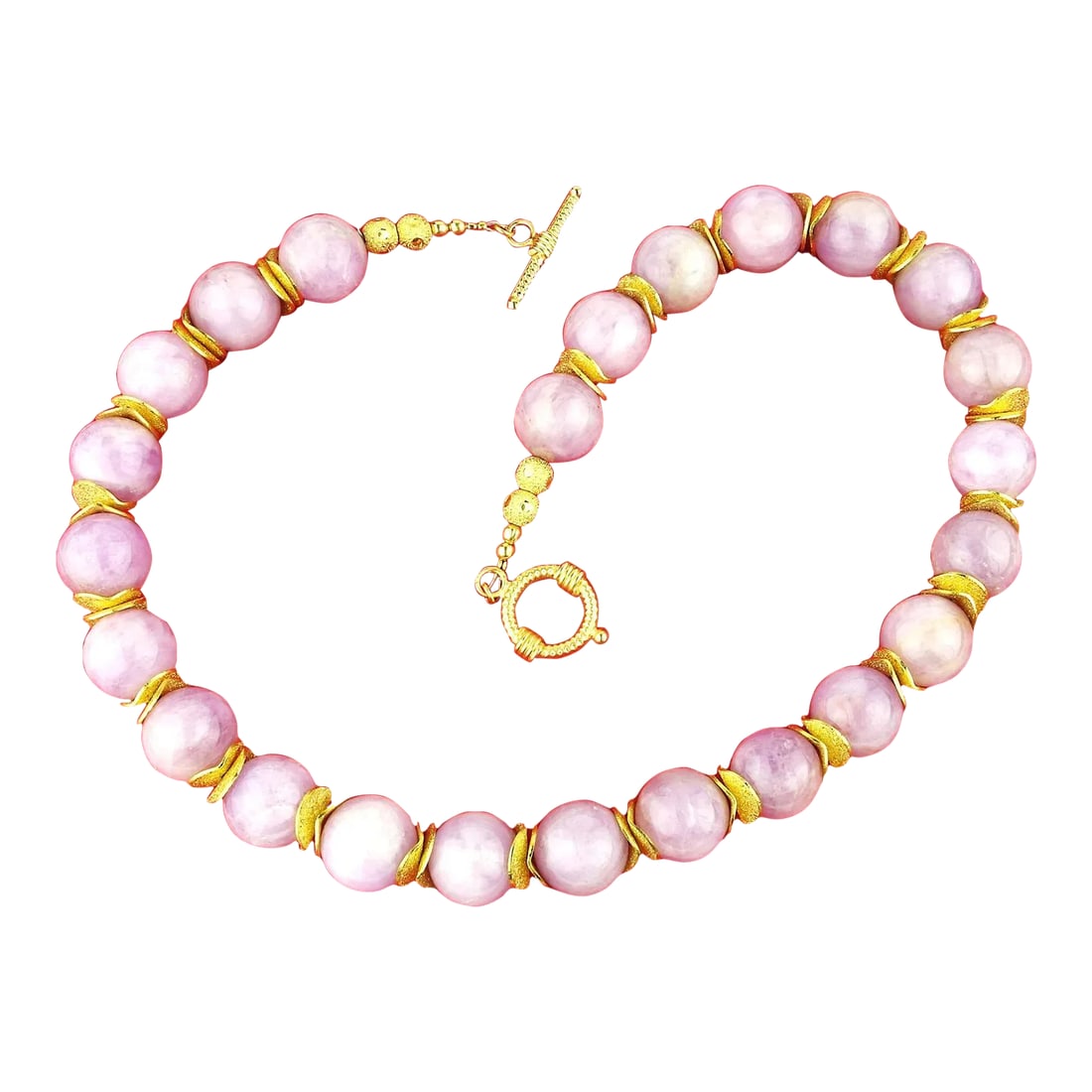 Pink Kunzite With Goldy Accents Necklace - 2