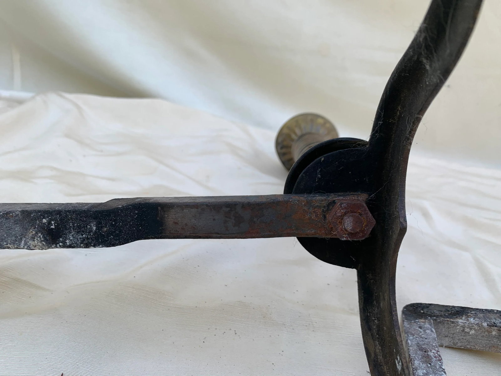 Vintage 1960s Wrought Iron and Brass Andirons- a Pair - 6