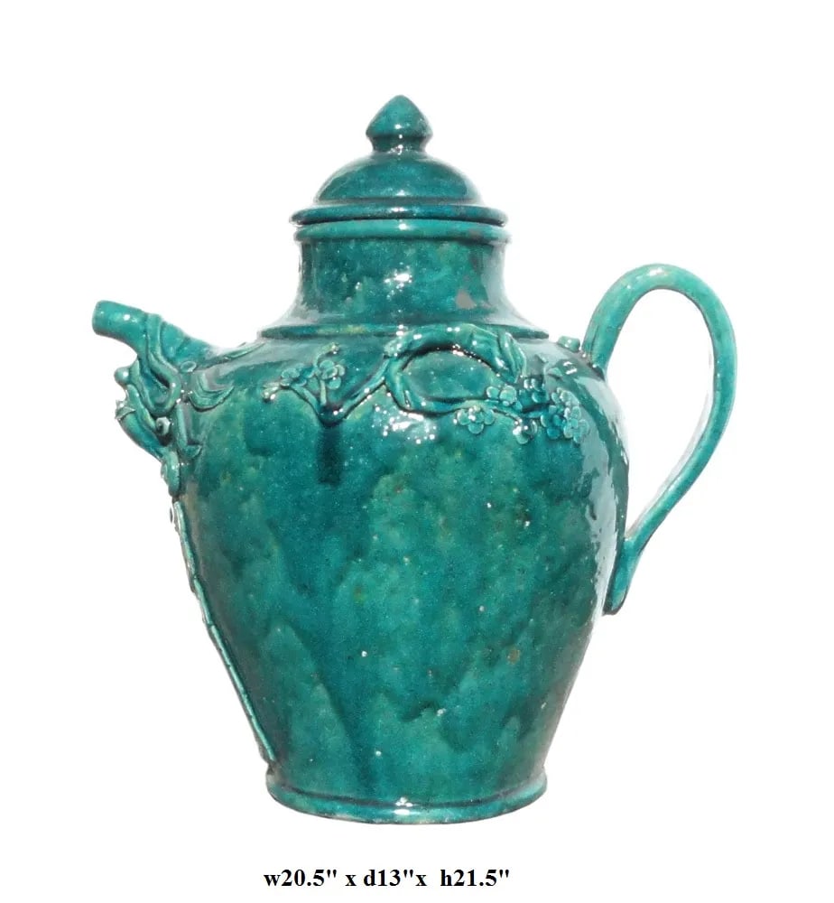 Chinese Ceramic Green Glaze Wine Container Jar - 5