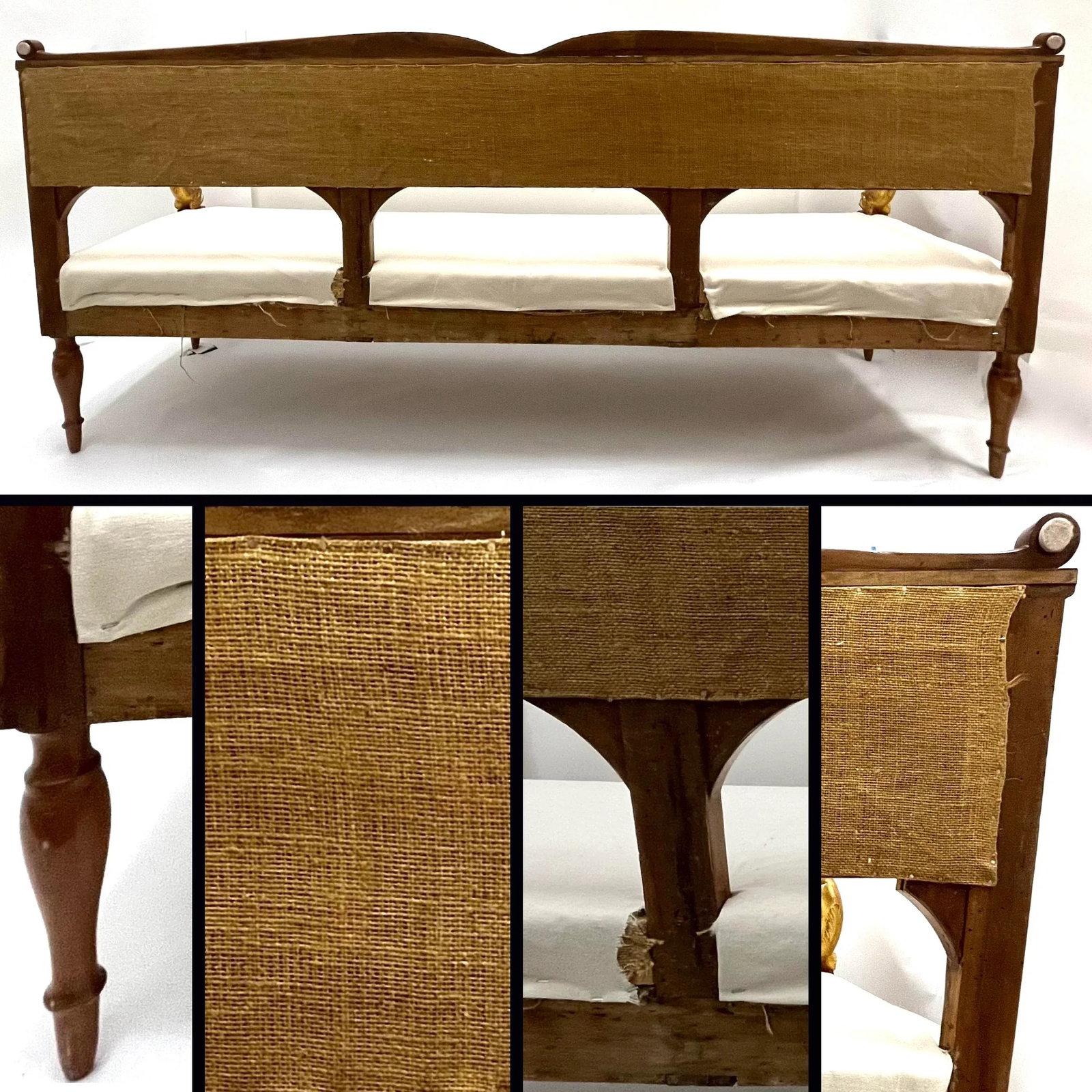 Early 19th Century Empire Bench - Carved - Gilt Dolphin Arms - 10