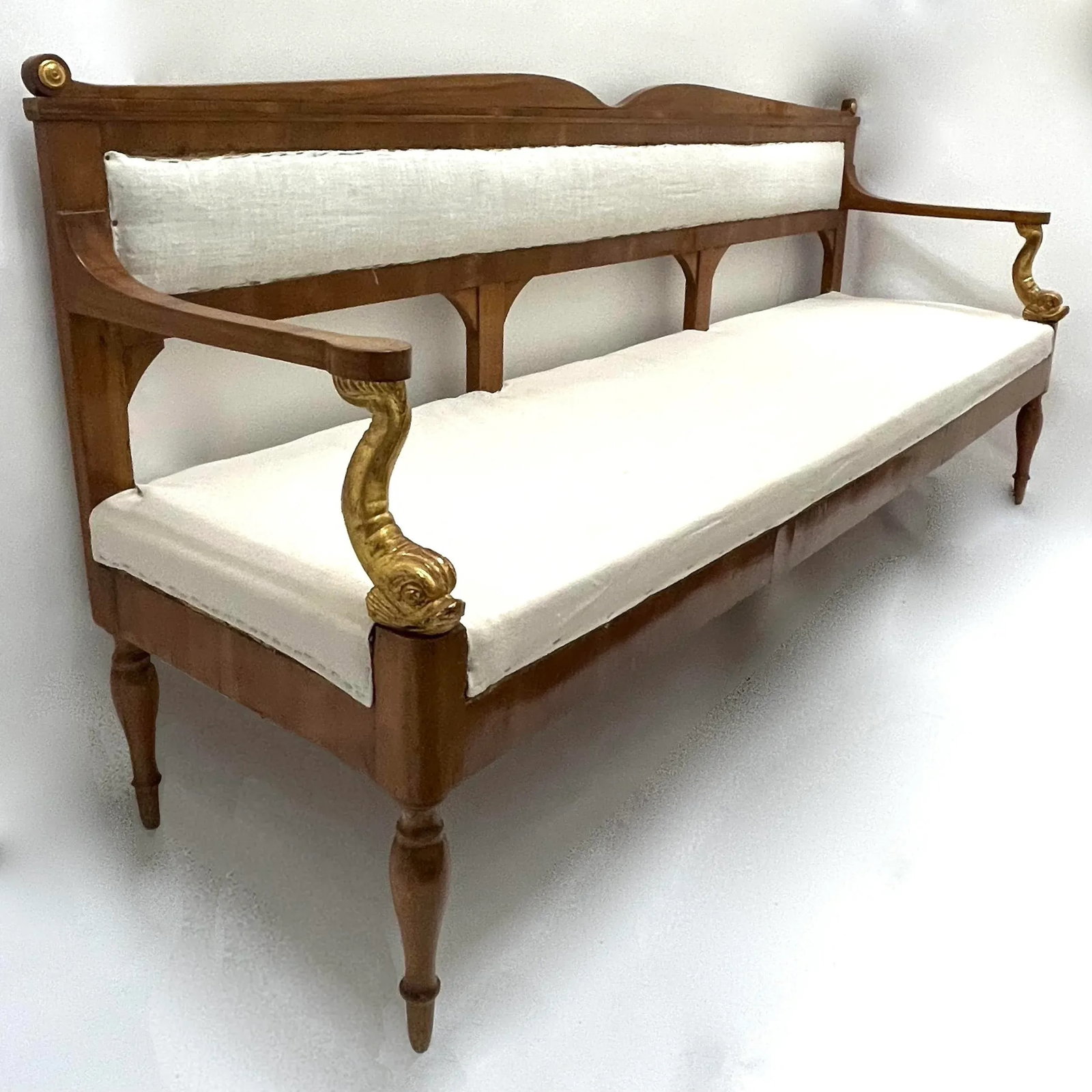 Early 19th Century Empire Bench - Carved - Gilt Dolphin Arms - 11