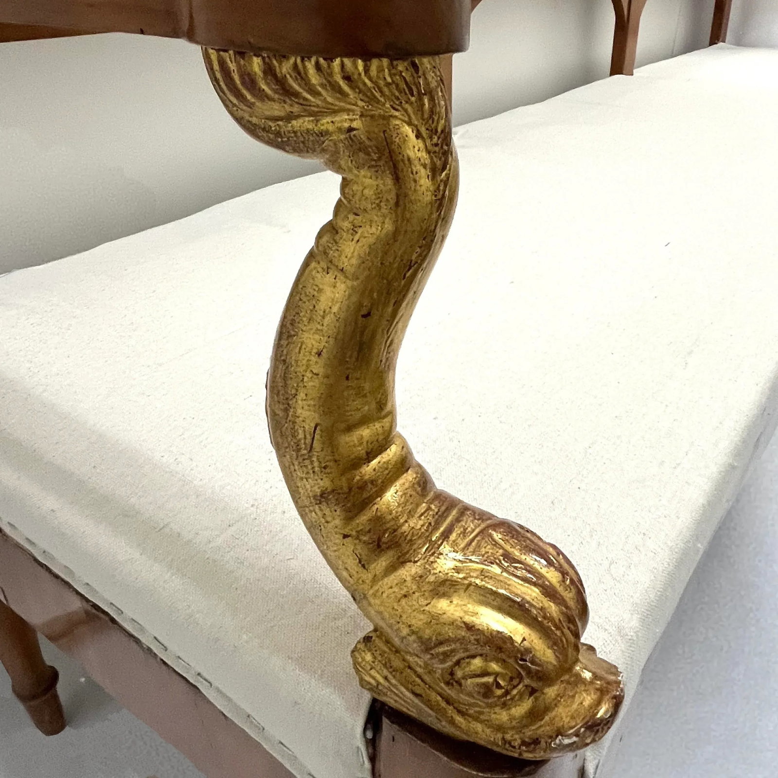 Early 19th Century Empire Bench - Carved - Gilt Dolphin Arms - 2