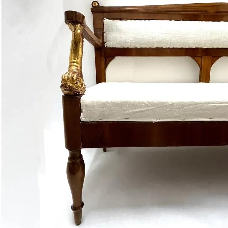 Early 19th Century Empire Bench - Carved - Gilt Dolphin Arms - 3