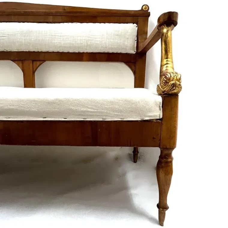 Early 19th Century Empire Bench - Carved - Gilt Dolphin Arms - 6