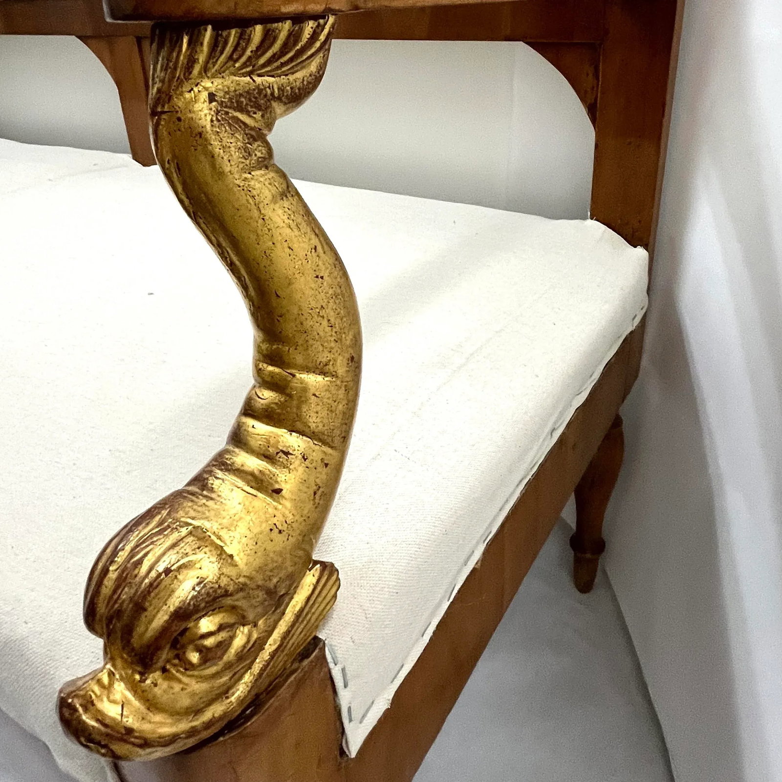 Early 19th Century Empire Bench - Carved - Gilt Dolphin Arms - 7