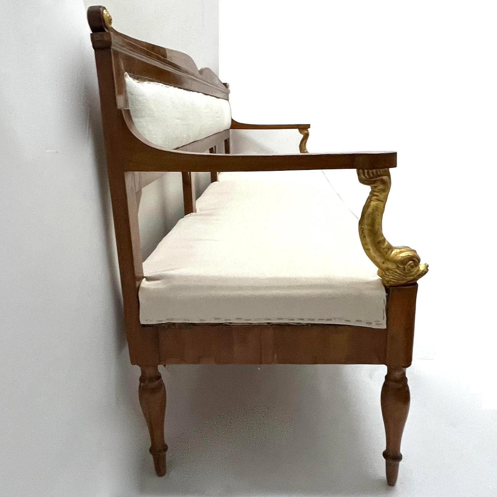 Early 19th Century Empire Bench - Carved - Gilt Dolphin Arms - 8