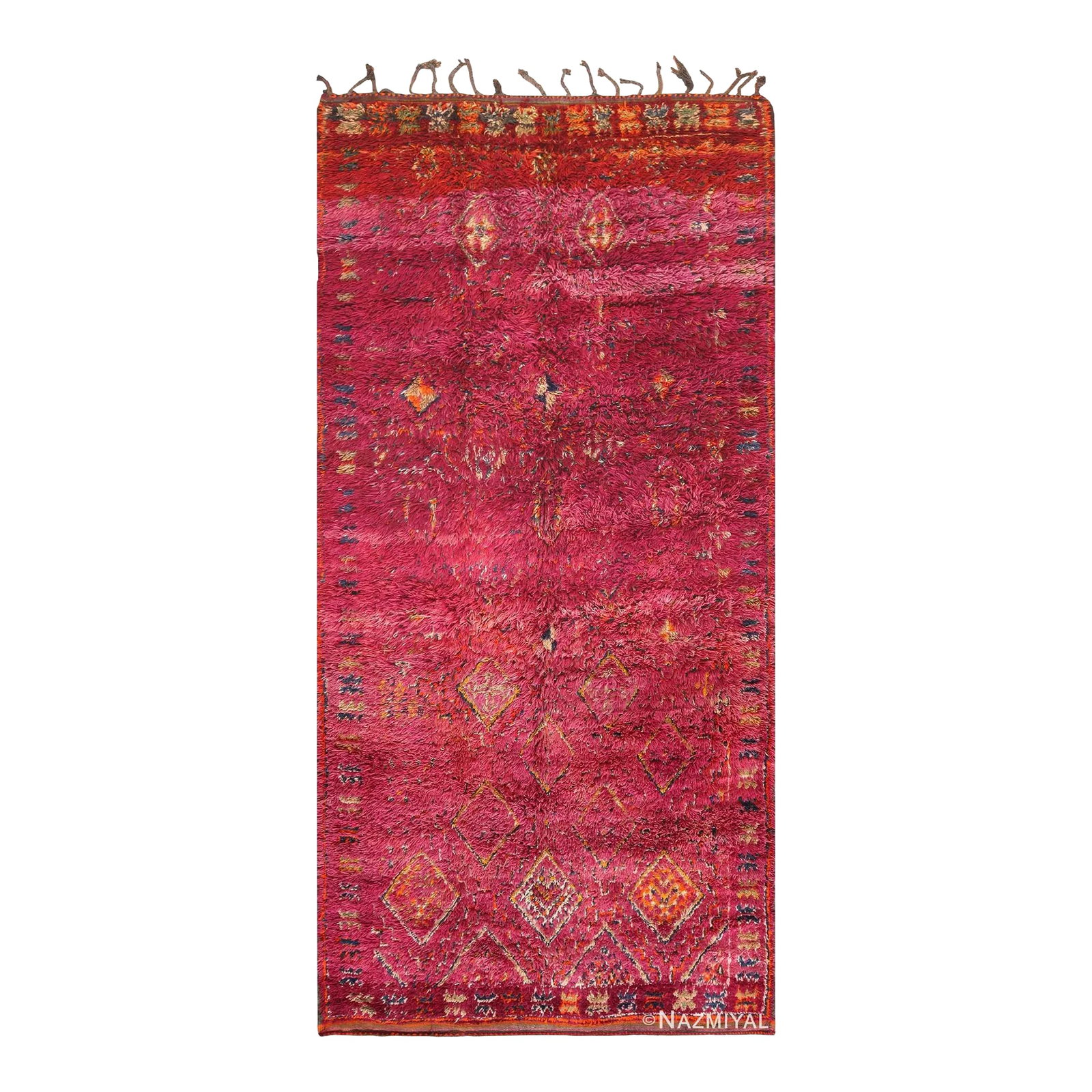 Nazmiyal Collection Vintage Folk Art Purple Moroccan Rug: Beautiful Folk Art Mid Century Vintage Purple Moroccan Rug, Country Of Origin: Morocco, Circa Date: Mid 20th Century Condition: Alterations: Original Condition Unaltered Imperfections: Some