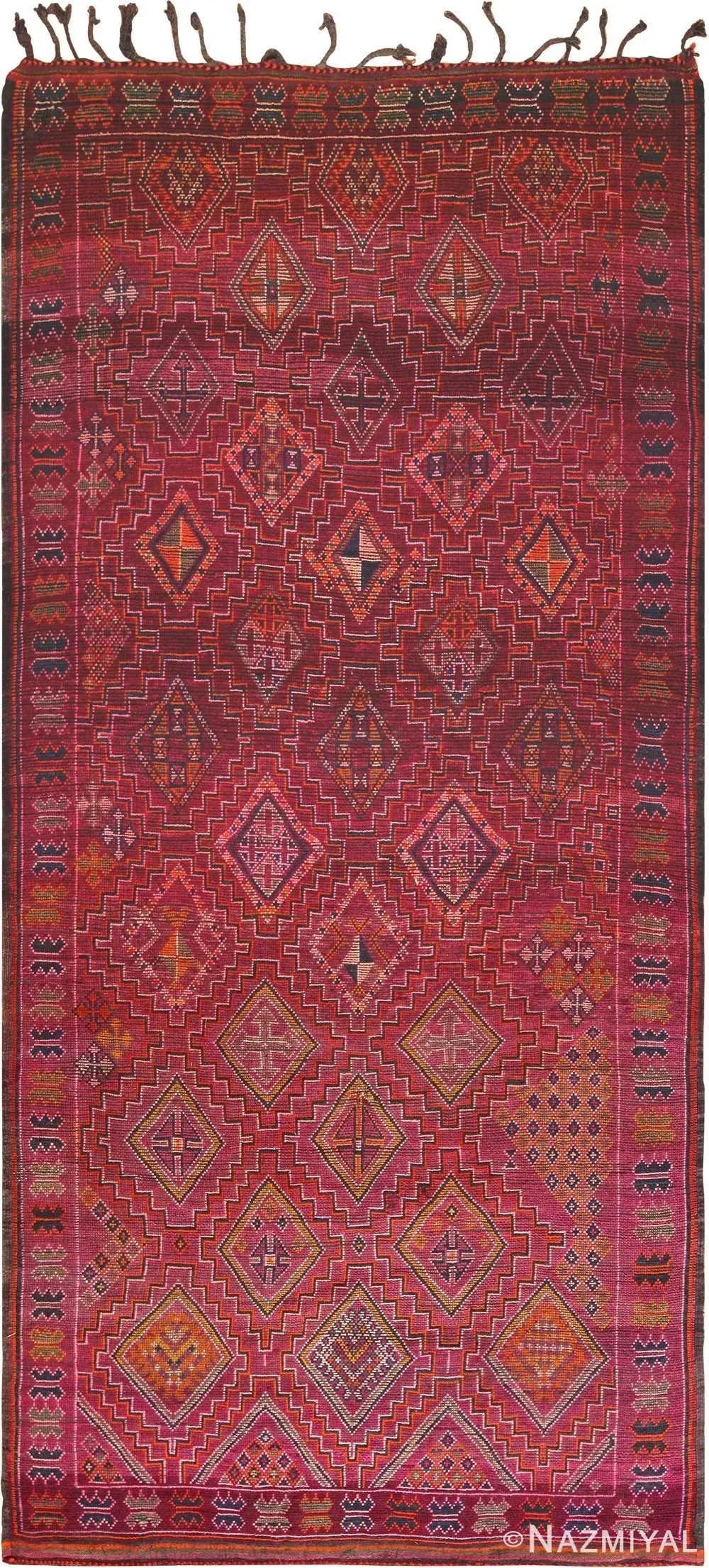 Nazmiyal Collection Vintage Folk Art Purple Moroccan Rug - 2