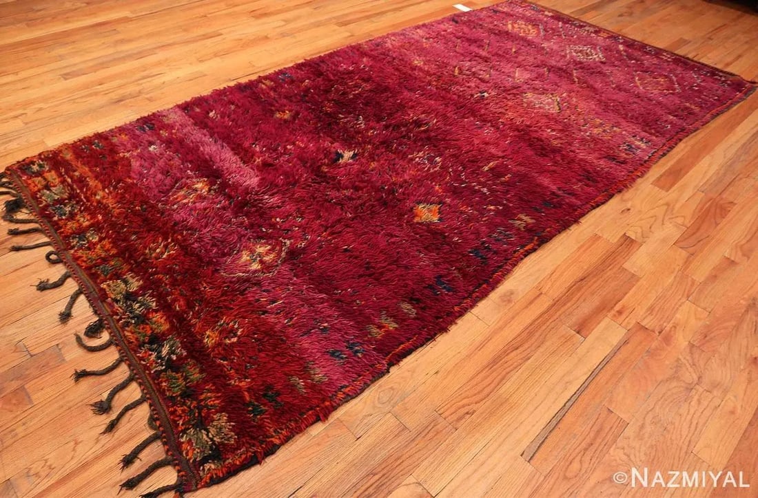 Nazmiyal Collection Vintage Folk Art Purple Moroccan Rug - 3