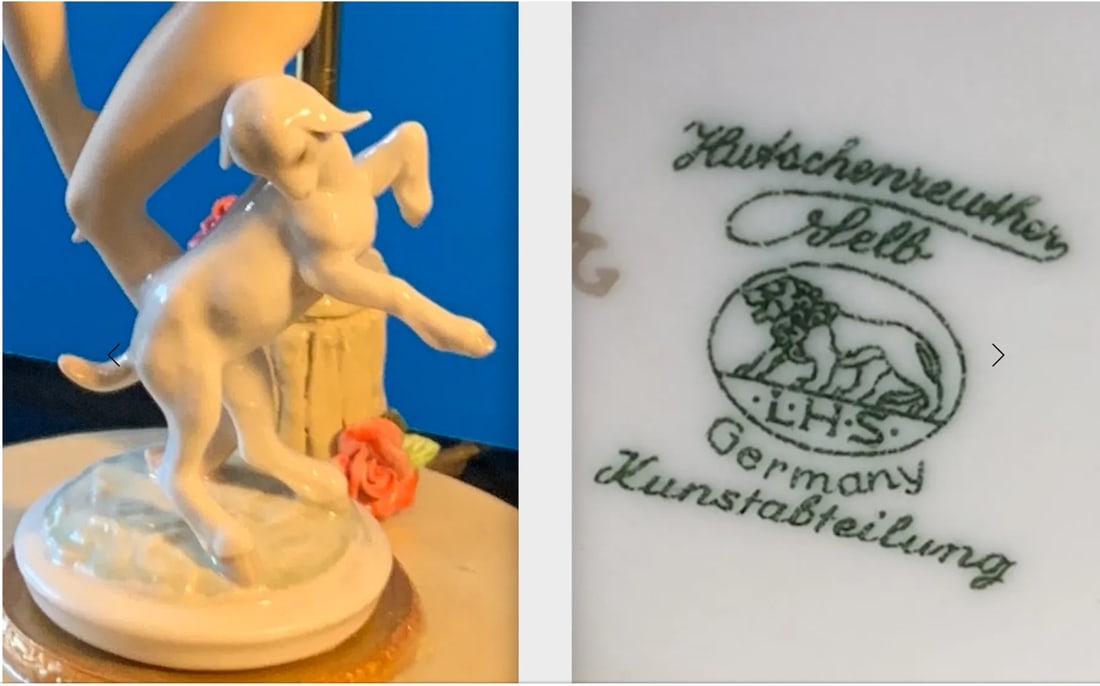 Vintage Lhs Hutschenreuther Selb Porcelain Nymph and Lamb Boudoir Table Lamp - 12