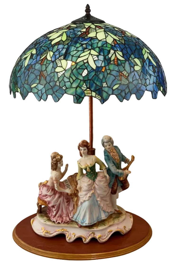 Mid-Century Capodimonte Porcelain Table Lamp - Musical Trio - 4