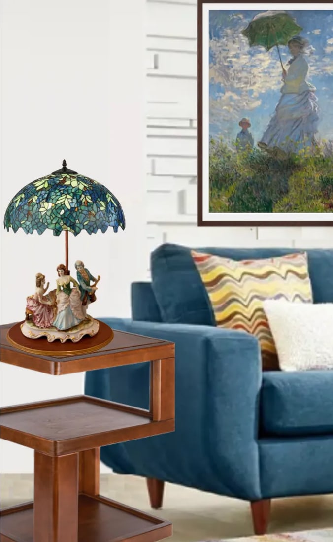 Mid-Century Capodimonte Porcelain Table Lamp - Musical Trio - 5