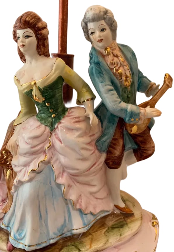 Mid-Century Capodimonte Porcelain Table Lamp - Musical Trio - 6