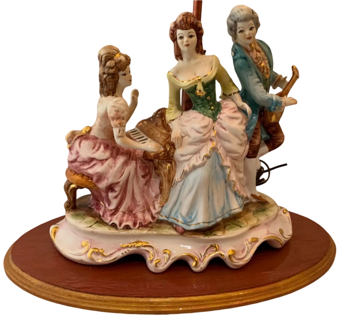 Mid-Century Capodimonte Porcelain Table Lamp - Musical Trio - 7