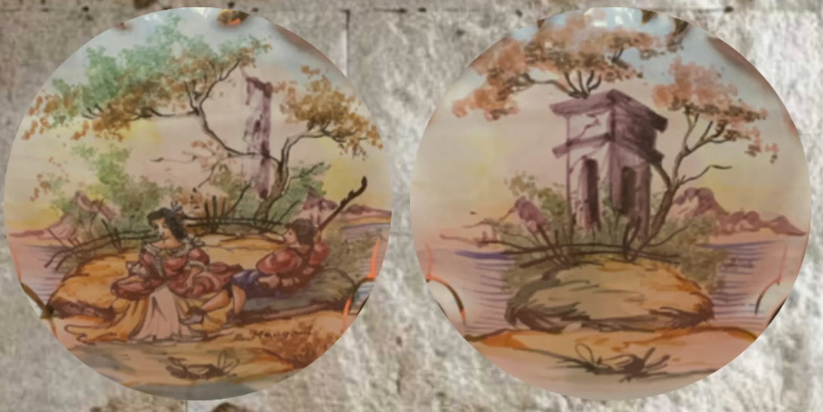 Mid-Century Capodimonte Porcelain Table Lamp- Courting Couple Pastoral Scene - 12