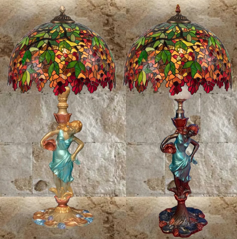 Vintage Water Nymph Spelter Table Lamps - a Pair - 6