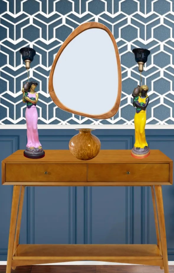 Vintage Greek Goddess Torchiere Table Lamps - a Pair - 4