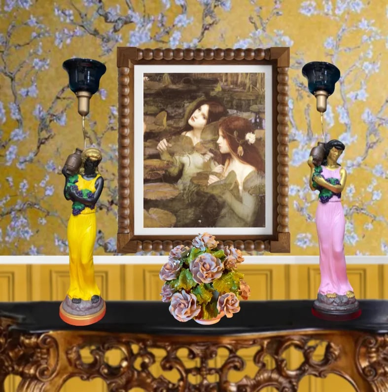 Vintage Greek Goddess Torchiere Table Lamps - a Pair - 8