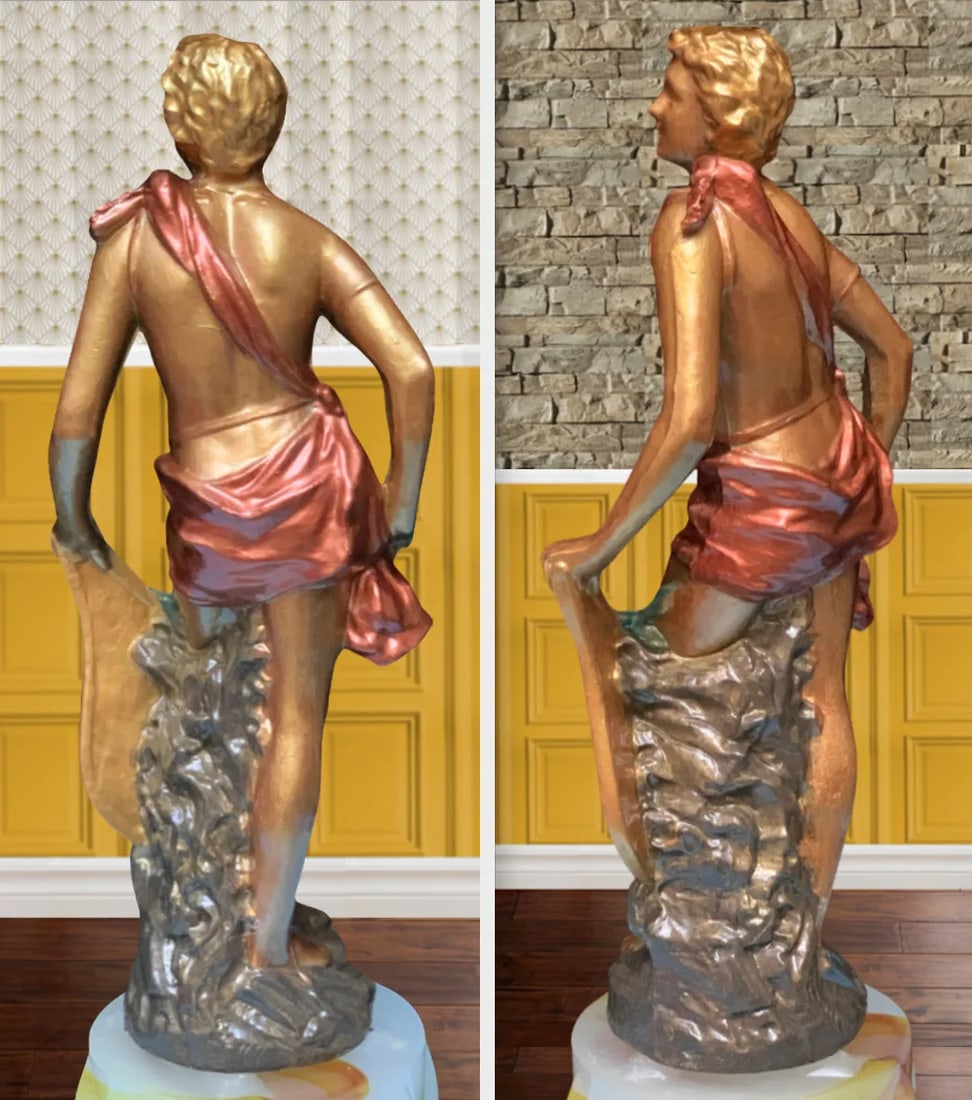Vintage Sculptural Table Lamp: Apollo Holding a Lyre - 12