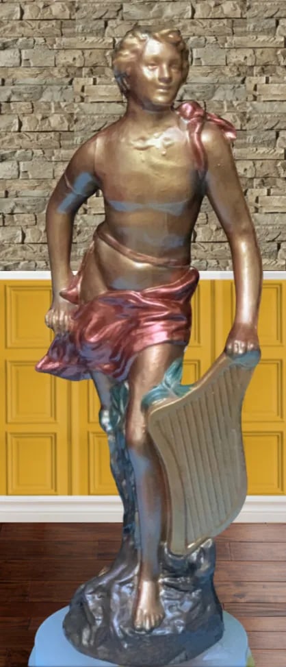 Vintage Sculptural Table Lamp: Apollo Holding a Lyre - 3