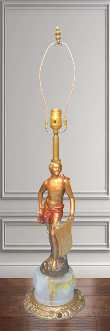 Vintage Sculptural Table Lamp: Apollo Holding a Lyre - 6