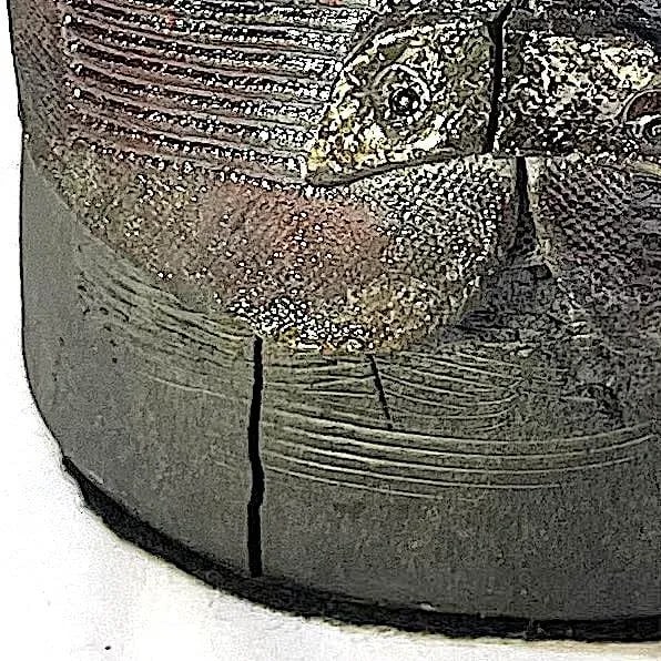 Dark Knight Bust - 1980's Brutalist Raku Glazed Studio Pottery - 12