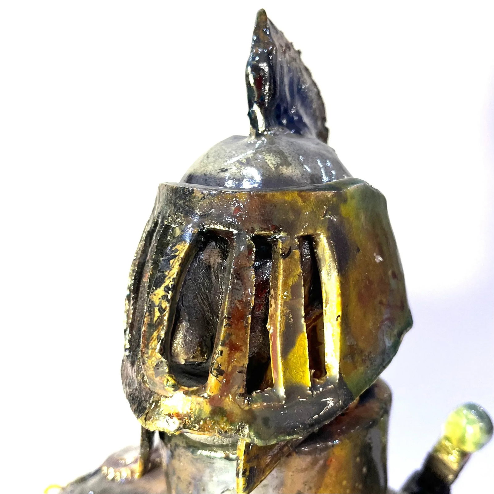 Dark Knight Bust - 1980's Brutalist Raku Glazed Studio Pottery - 2