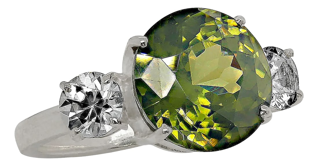 Big Deal' Green and White Zircon Cocktail Ring: Show-Stopping Green & White Zircon Cocktail Ring in Sterling Silver Elevate any occasion with this stunning green and white Zircon cocktail ring. Whether you're raising a glass or making a bold fashio