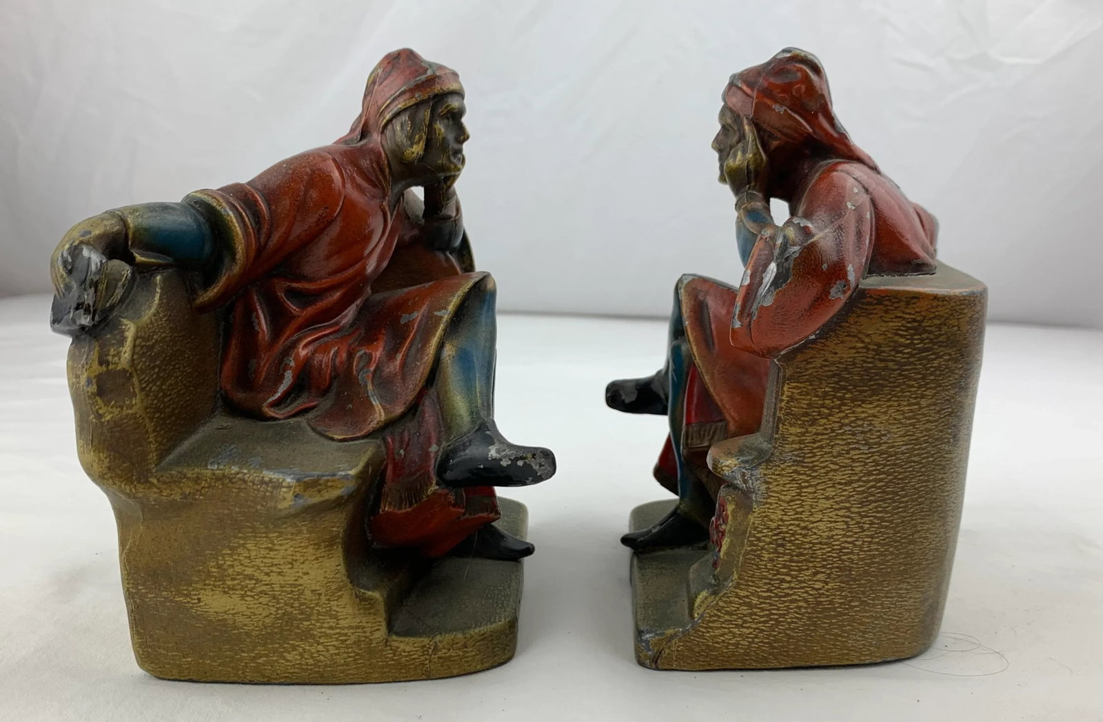 1930s American Cold-Painted Spelter Figural Bookends- a Pair - 3