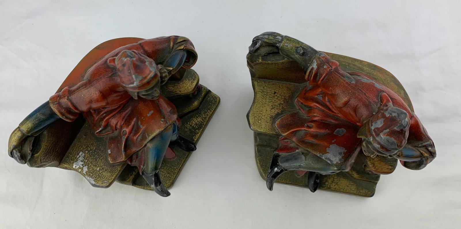 1930s American Cold-Painted Spelter Figural Bookends- a Pair - 4