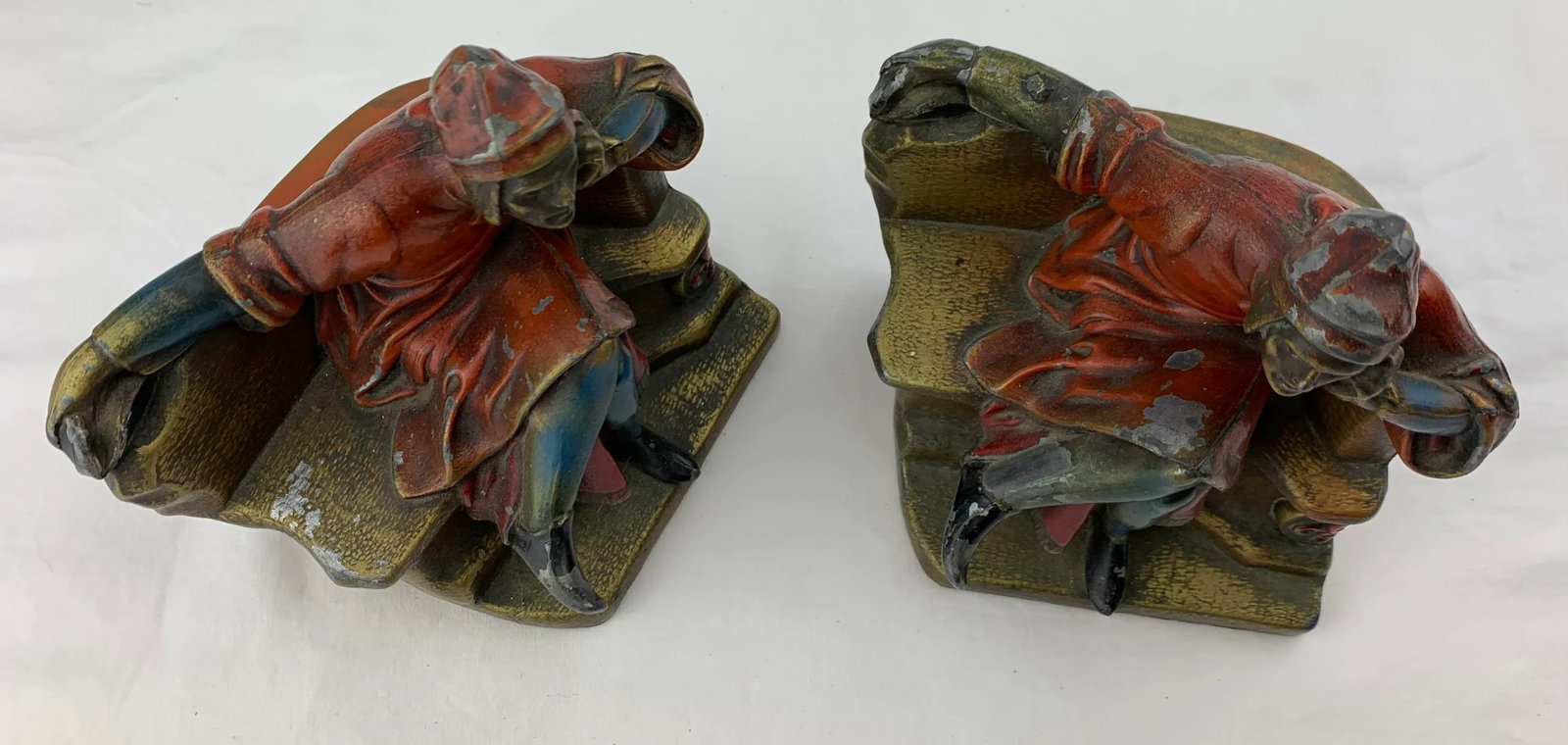 1930s American Cold-Painted Spelter Figural Bookends- a Pair - 5
