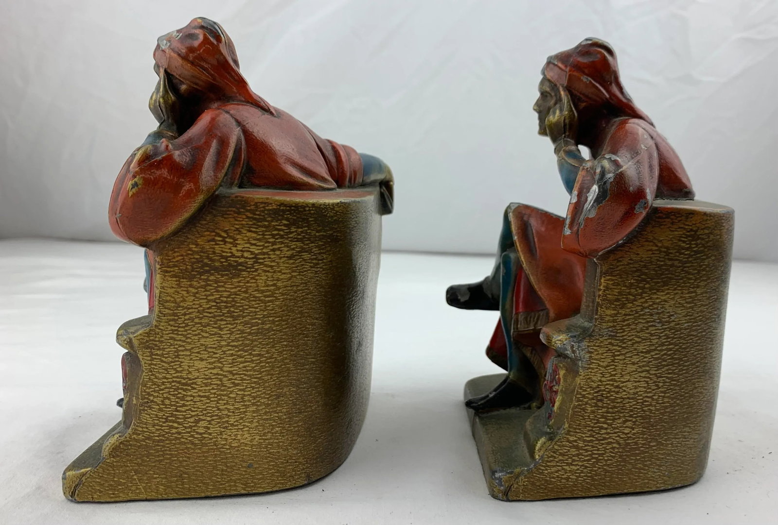 1930s American Cold-Painted Spelter Figural Bookends- a Pair - 9