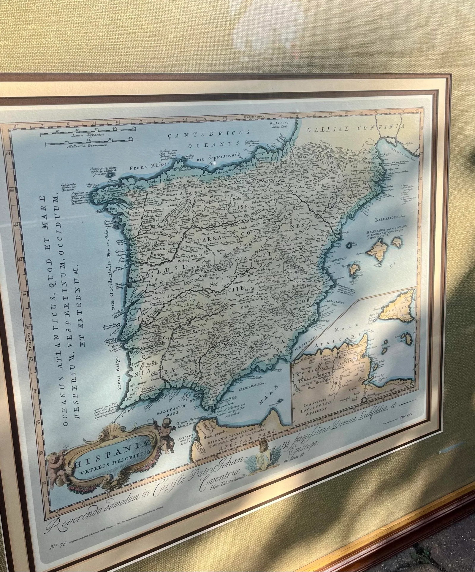 Framed Antique Re-Printing Map of Spain - 2