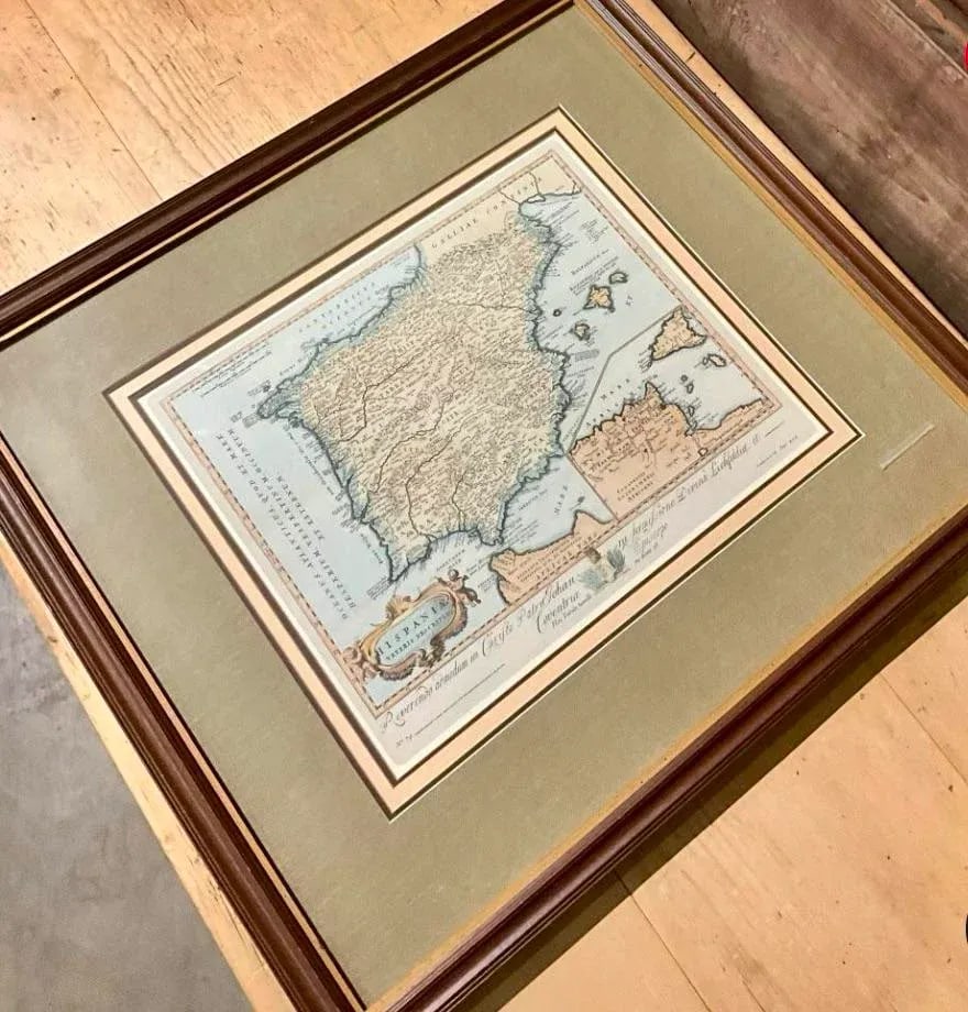 Framed Antique Re-Printing Map of Spain - 3