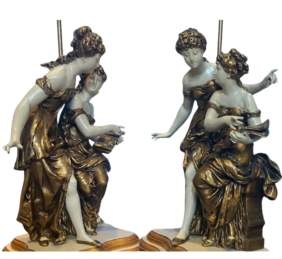 Vintage Sculptural Moreau Table Lamp- Maidens - 5