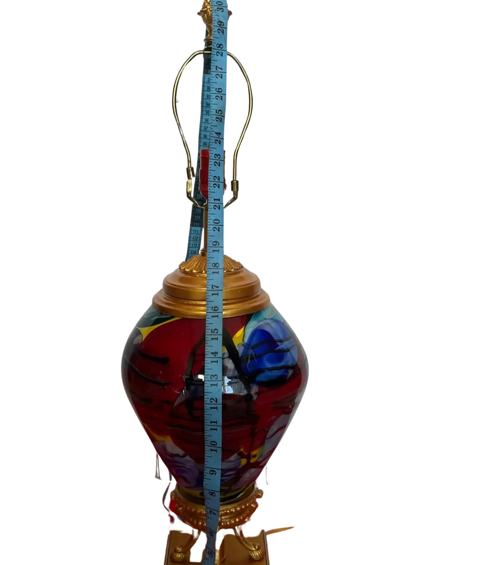 Art Glass Brass Abstract Multicolor Table Lamp - 11