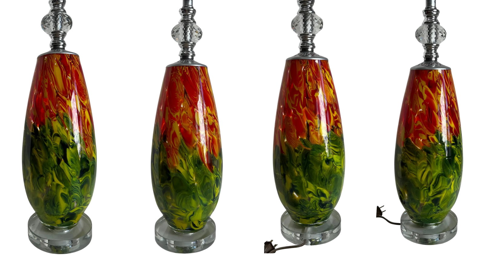 Art Glass Red Green Table Lamp - 11
