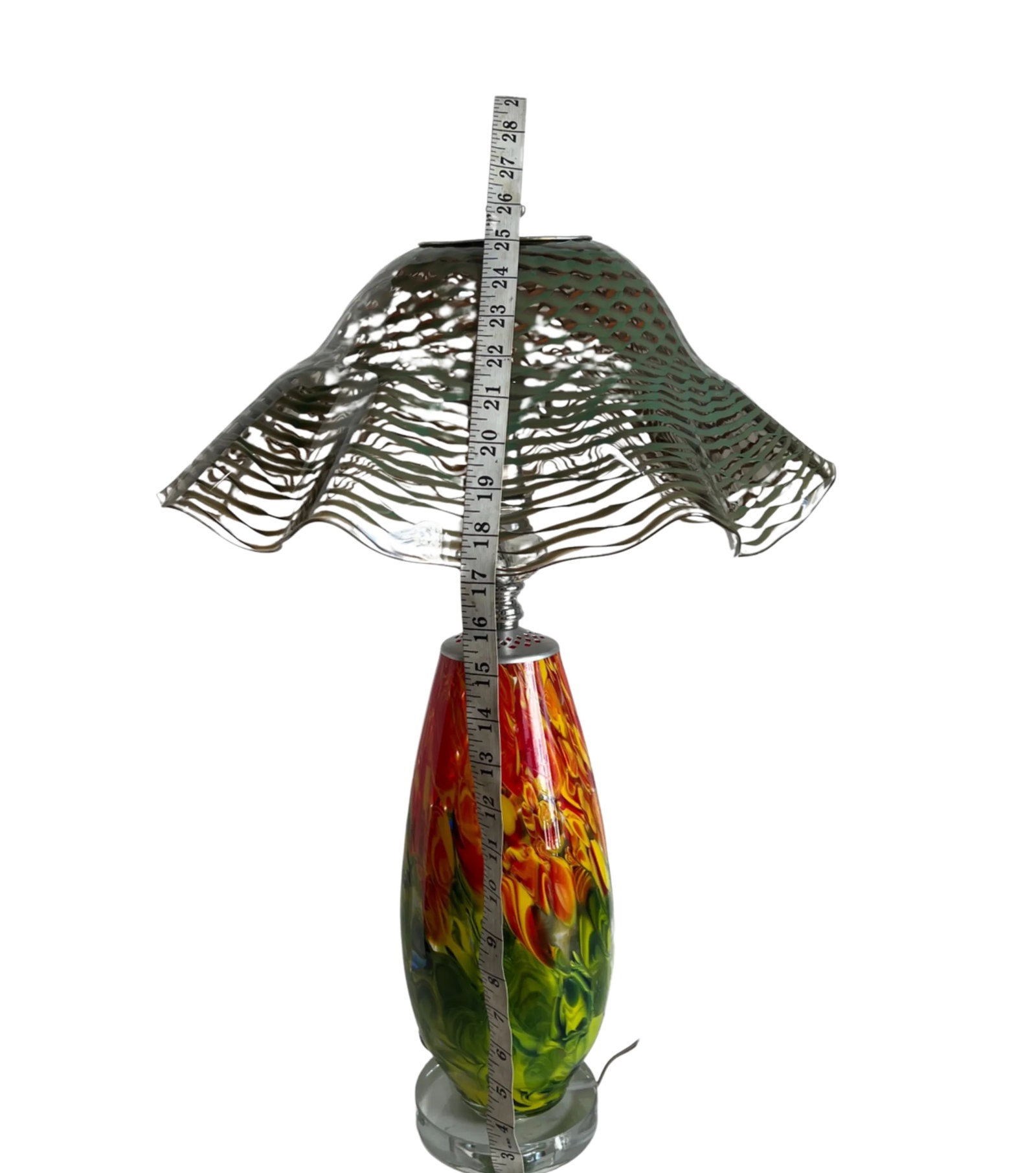 Art Glass Red Green Table Lamp - 12
