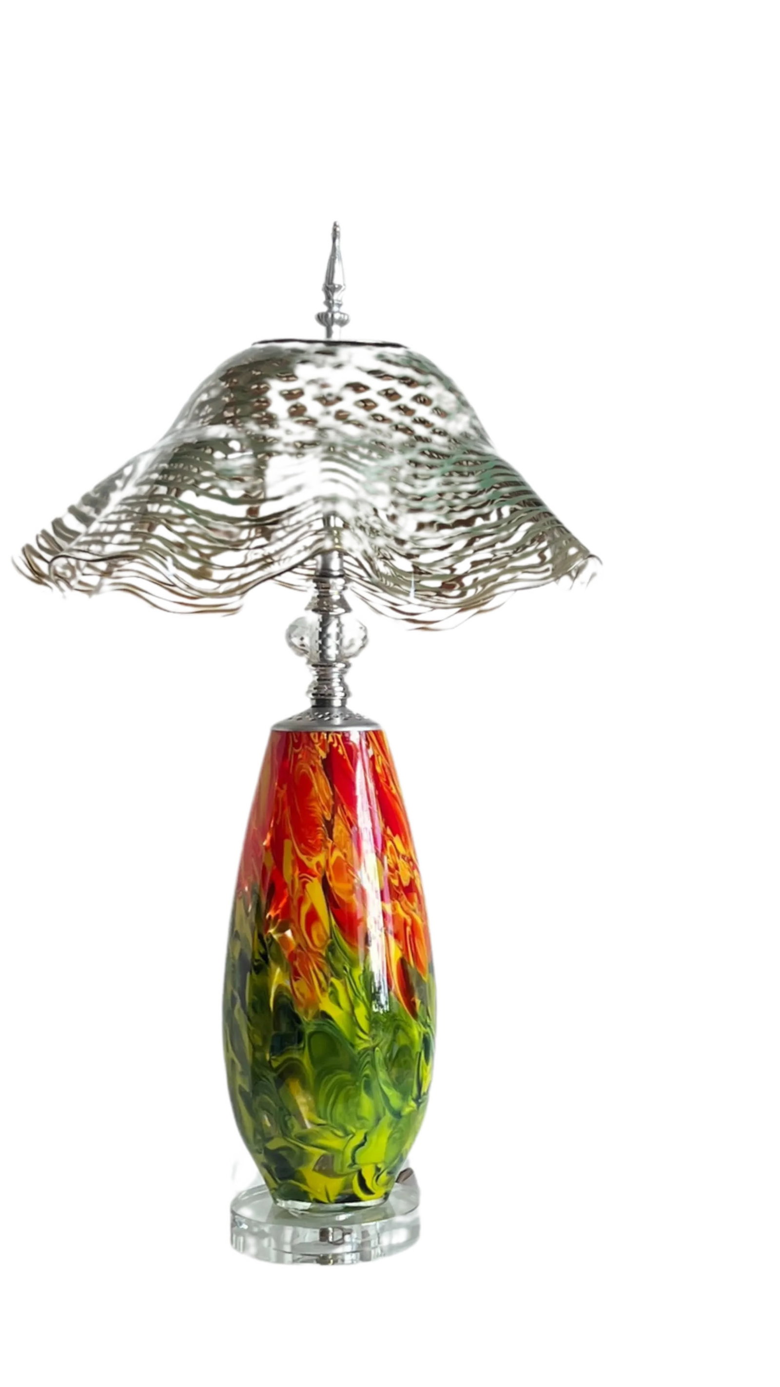 Art Glass Red Green Table Lamp - 7